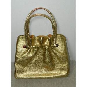 Vintage Purse‎ Gold Metallic Oversized with Beaded Detail